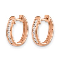 14K Rose Gold 0.25 Carat Lab Grown Diamond VS SI+ G+ Complete Hinged Hoop Earrings view 2