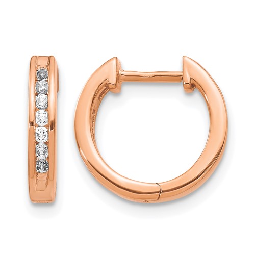 14K Rose Gold 0.25 Carat Lab Grown Diamond VS SI+ G+ Complete Hinged Hoop Earrings
