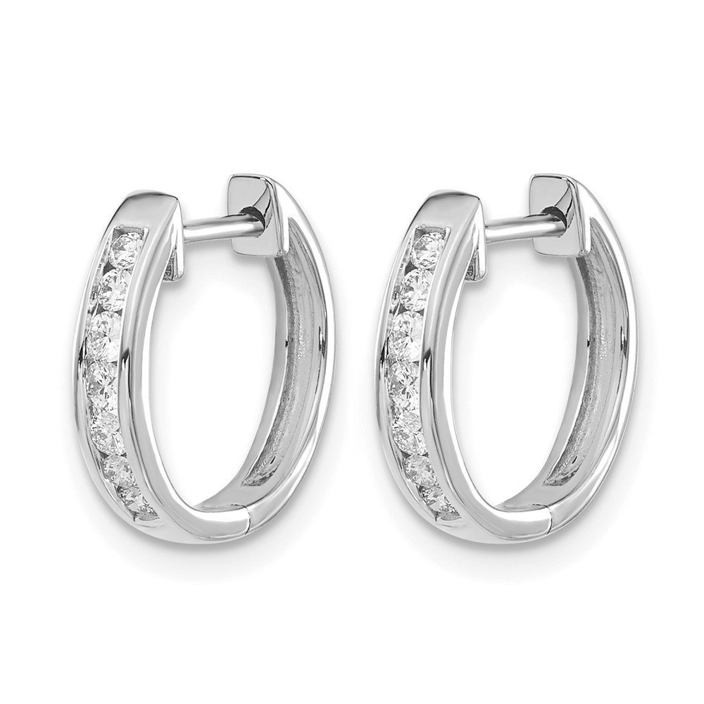 14k White Gold 1/4 carat Lab Grown Diamond VS/SI+ G+ Complete Hinged Hoop Earrings (EM5352-025-WLG)