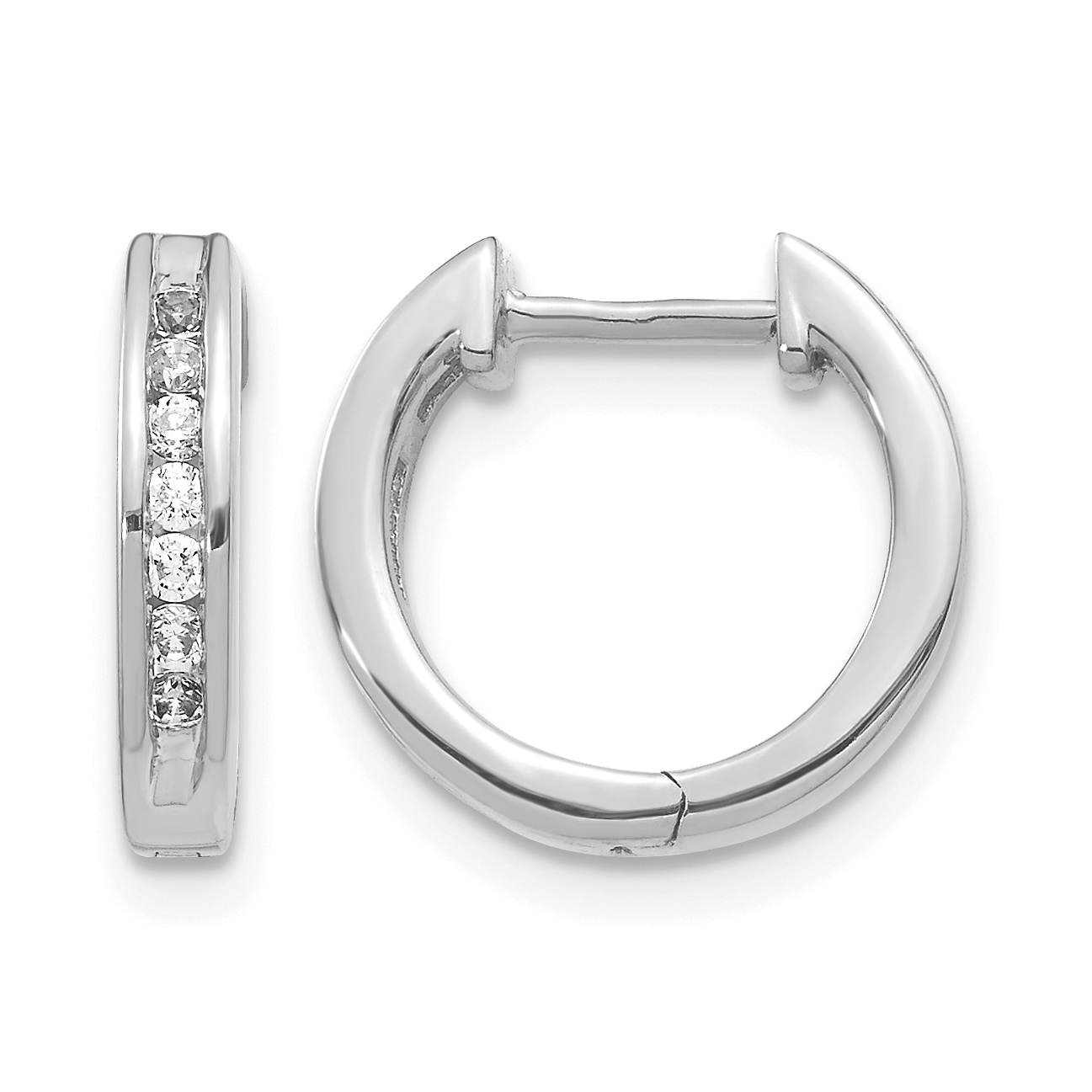 14k White Gold 1/4 carat Lab Grown Diamond VS/SI+ G+ Complete Hinged Hoop Earrings (EM5352-025-WLG)