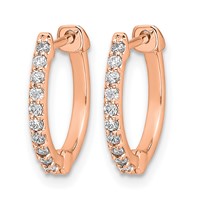 14K Rose Gold 0.20 Carat Lab Grown Diamond VS SI+ G+ Complete Hinged Hoop Earrings view 2