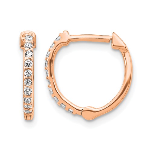 14K Rose Gold 0.20 Carat Lab Grown Diamond VS SI+ G+ Complete Hinged Hoop Earrings