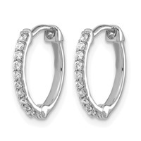 14K White Gold 0.20 Carat Lab Grown Diamond VS SI+ G+ Complete Hinged Hoop Earrings view 2