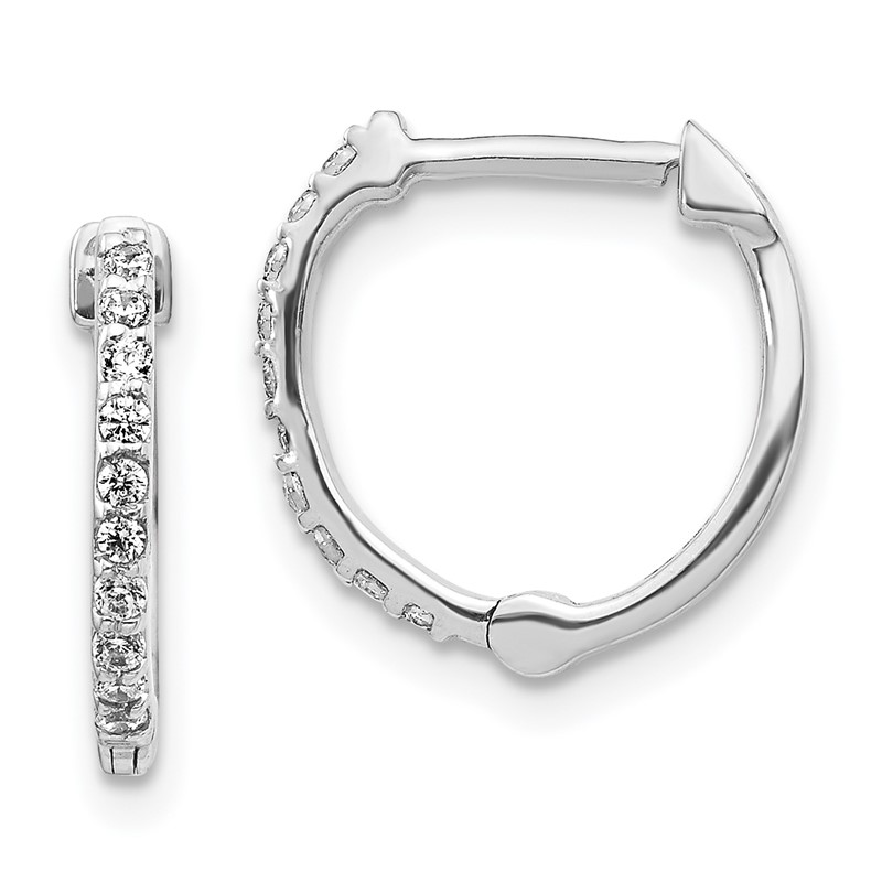 14k White Gold 1/5 carat Lab Grown Diamond VS/SI+ G+ Complete Hinged Hoop Earrings