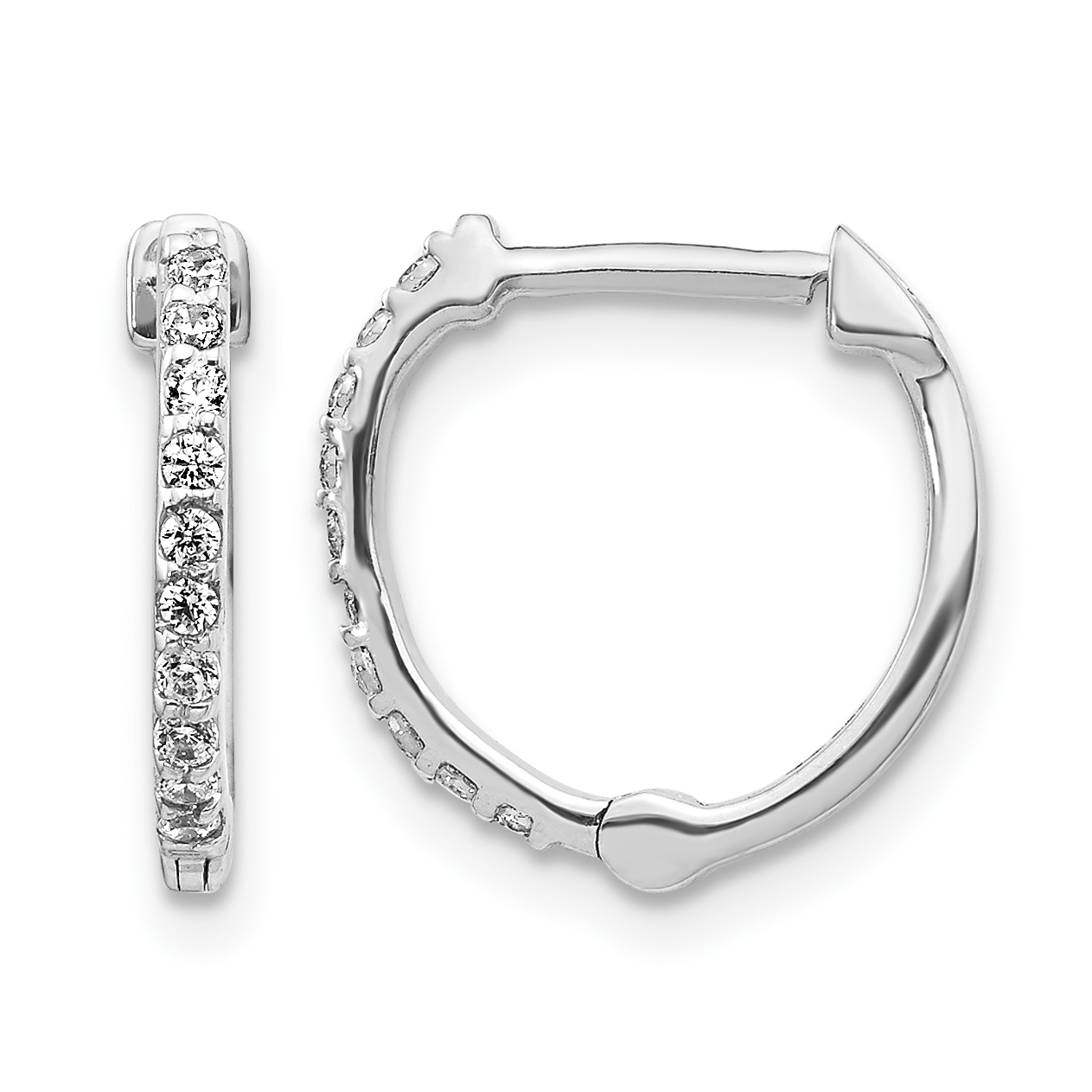 14k White Gold Diamond Hoop Earrings (EM5353-020-WA)
