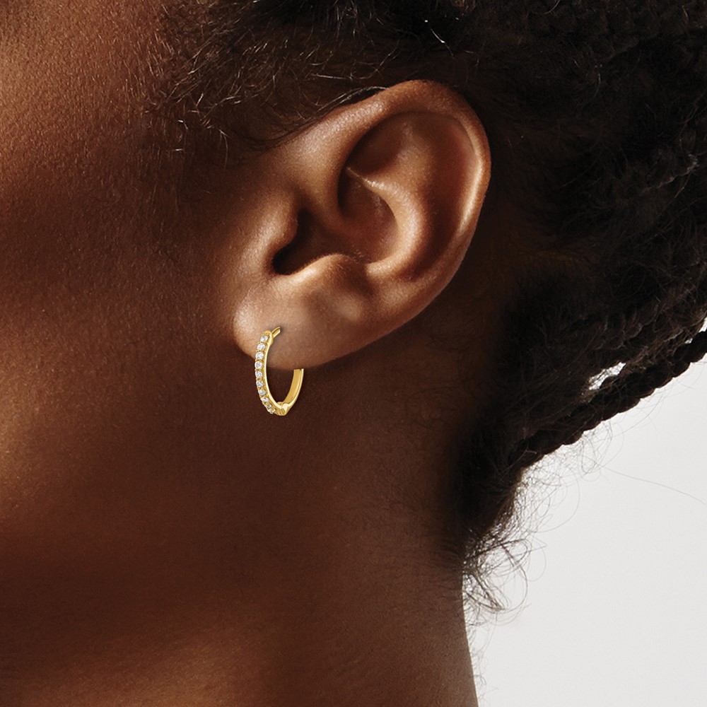 14k Diamond Hinged Hoop Earrings (EM5353-020-YA)