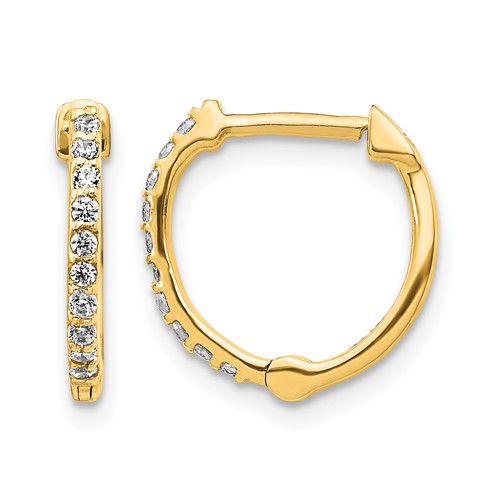 14K Yellow Gold 0.20 Carat Lab Grown Diamond VS SI+ G+ Complete Hinged Hoop Earrings