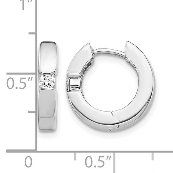 14k White Gold 1/6 carat AA Diamond Hinged Hoop Earrings