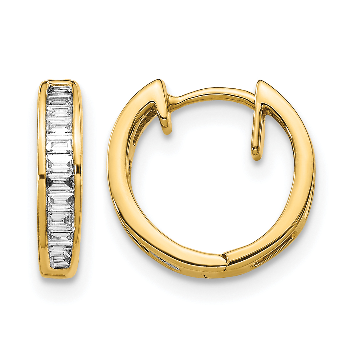 14k Baguette Diamond Hinged Hoop Earrings (EM5356-025-YA)
