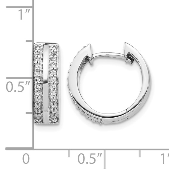 10k White Gold 2-row Diamond Hinged Hoop Earrings