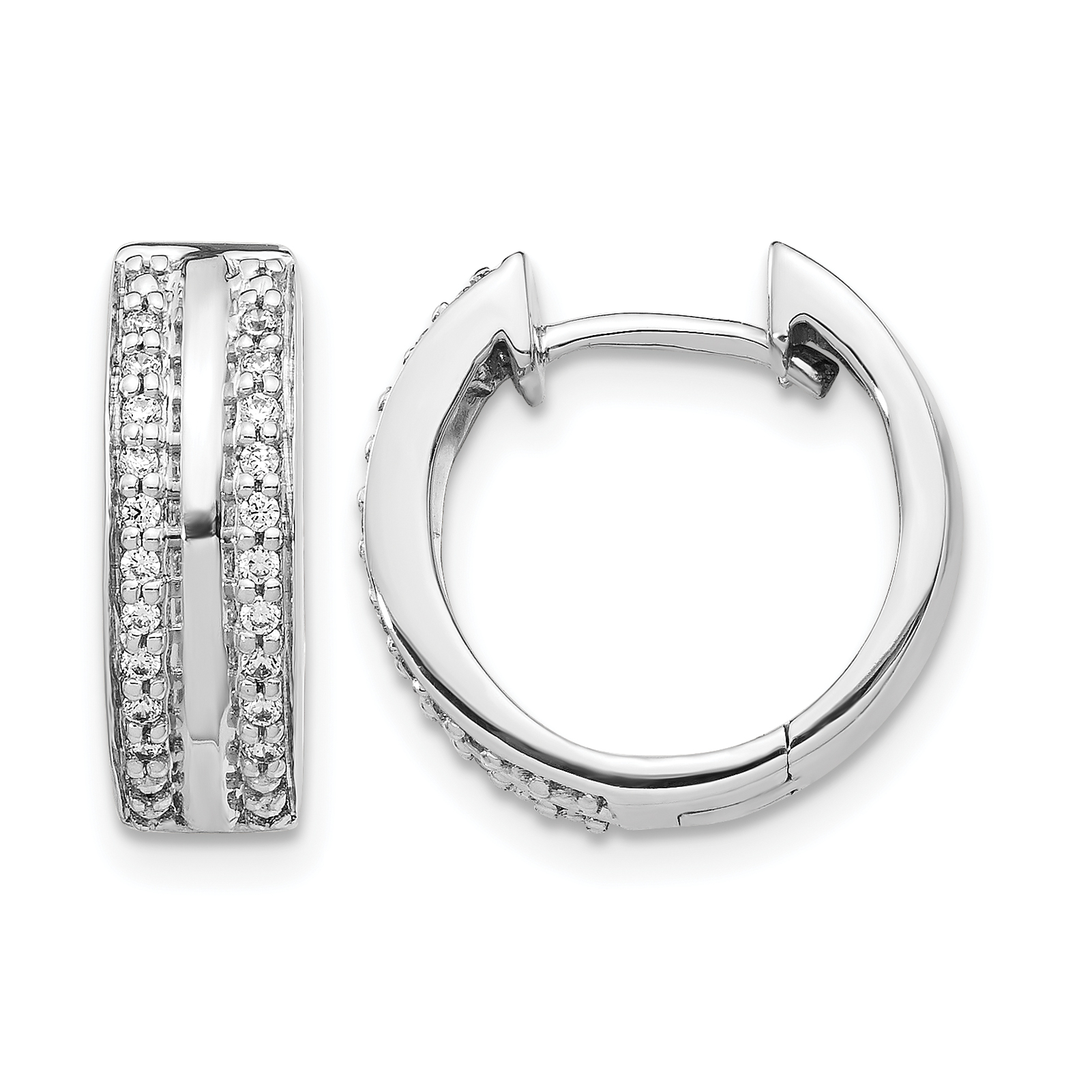 10k White Gold 2-row Diamond Hinged Hoop Earrings (EM5357-020-1WA)