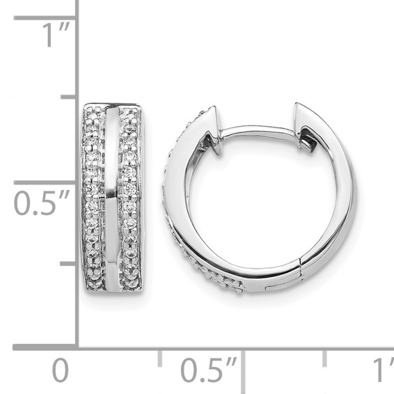 14k White Gold 2-row 1/5 carat Diamond Hinged Hoop Earrings
