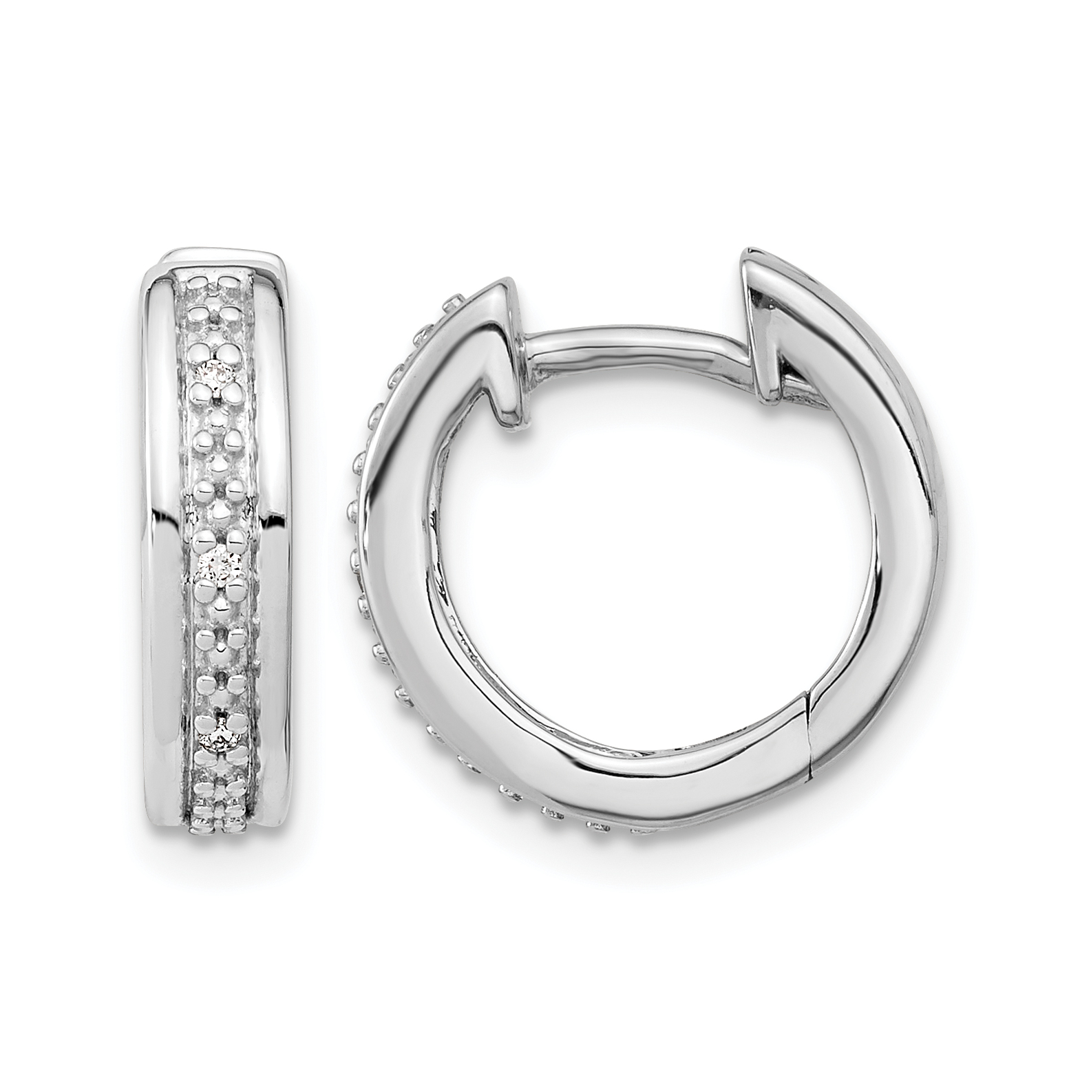 14k White Gold Diamond Complete Hinged Hoop Earrings (EM5358-003-WA)