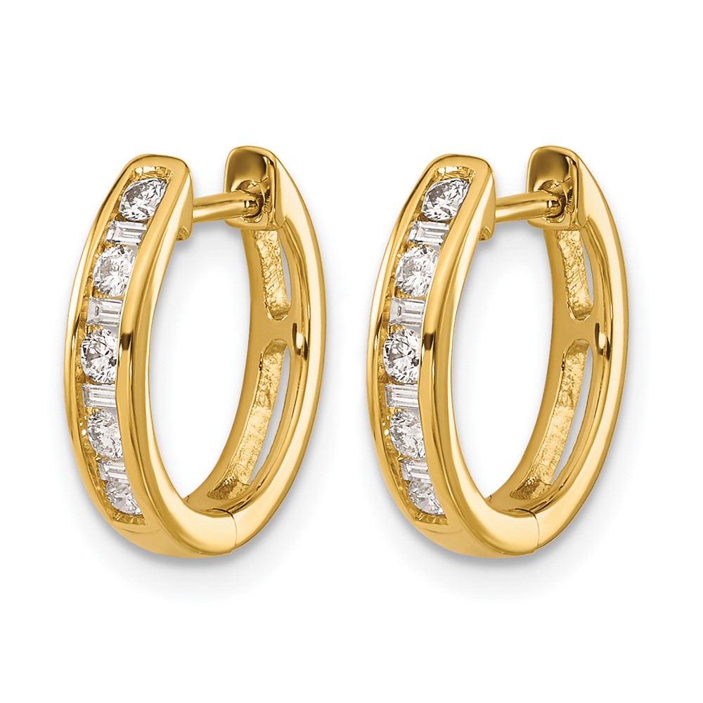 14k Round/Baguette Diamond Hinged Hoop Earrings (EM5359-025-YA)