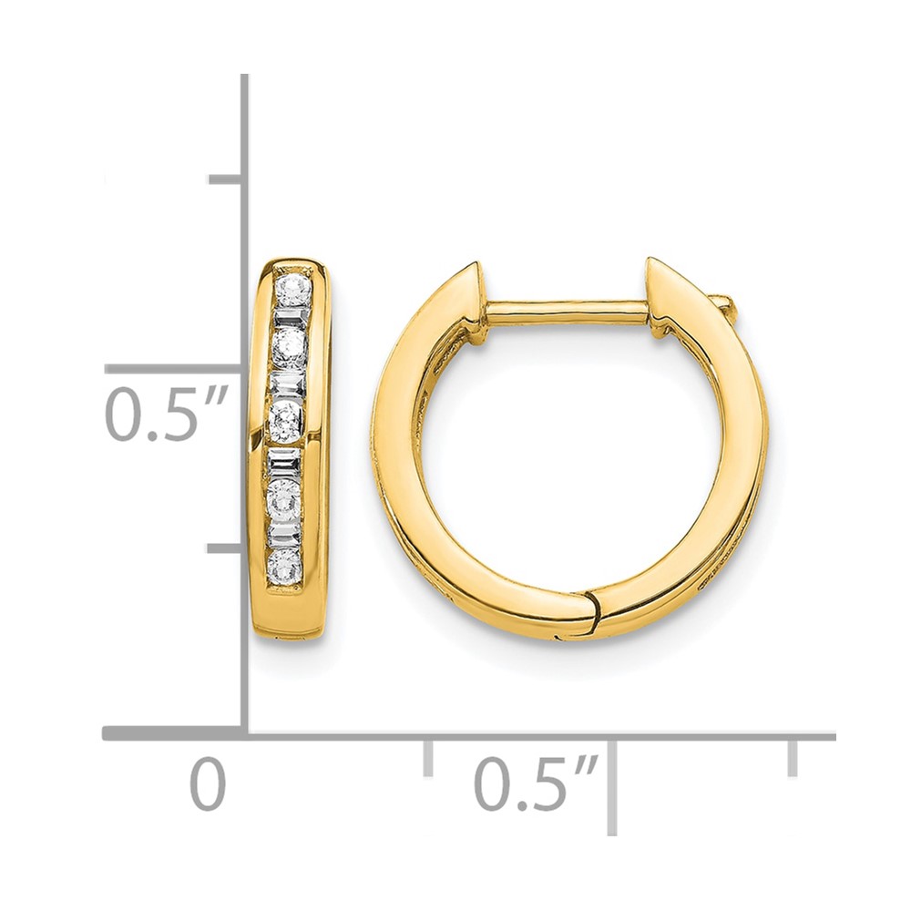 14k Round/Baguette Diamond Hinged Hoop Earrings (EM5359-025-YA)