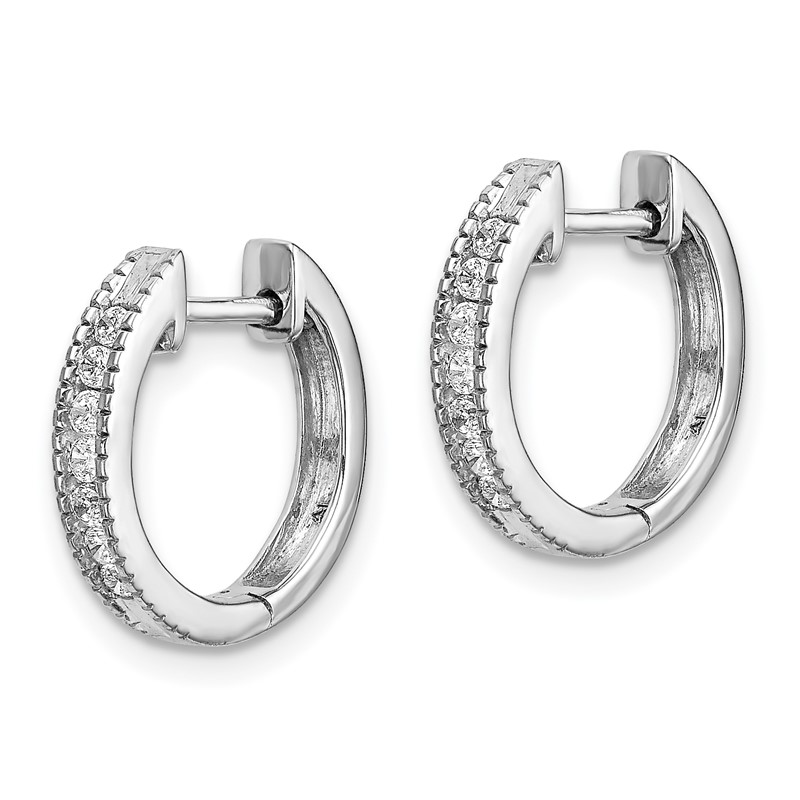 14k White Gold 1/5 carat Lab Grown Diamond VS/SI+ G+ Complete Hinged Hoop Earrings