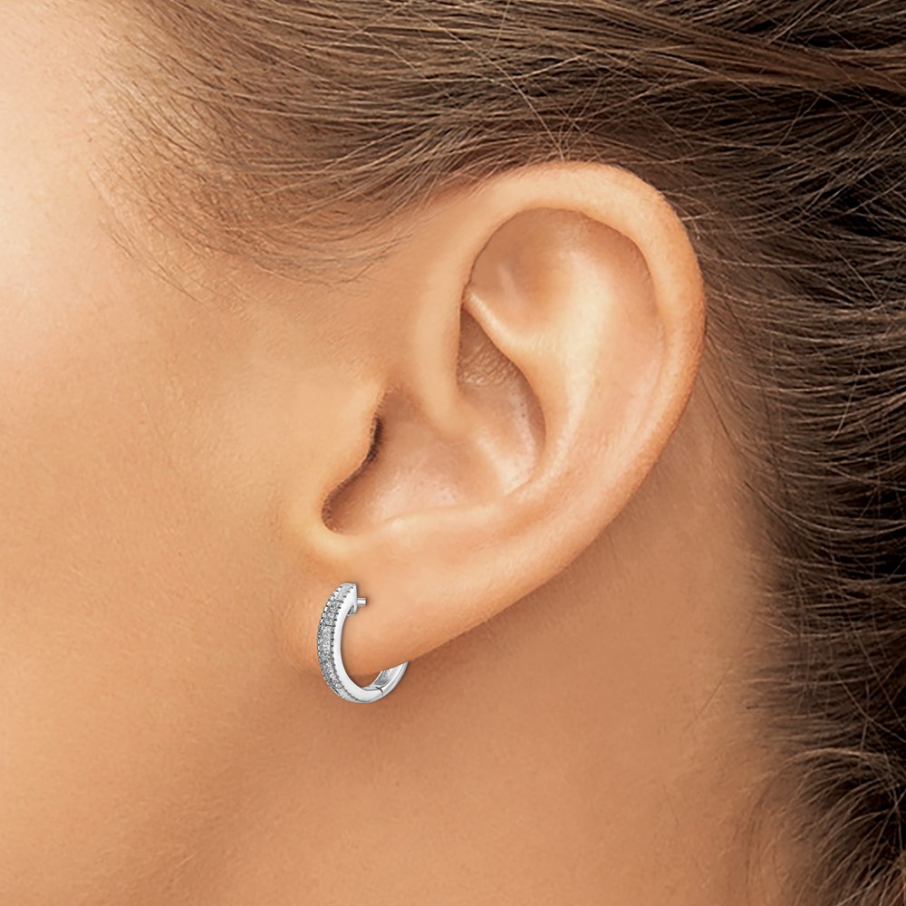 14k White Gold Diamond Hinged Hoop Earrings (EM5360-020-WA)