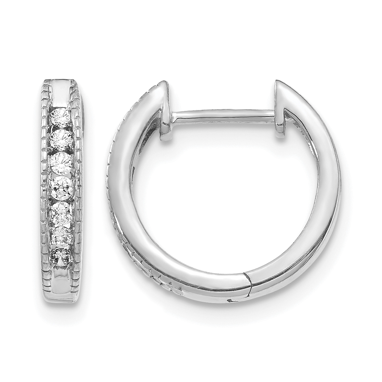14k White Gold Diamond Hinged Hoop Earrings (EM5360-020-WA)