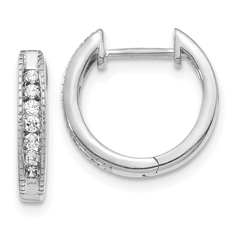 14k White Gold 1/5 carat Lab Grown Diamond VS/SI+ G+ Complete Hinged Hoop Earrings