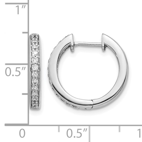 14k White Gold 1/3 carat Diamond Complete Hinged Hoop Earrings
