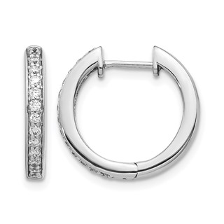 14k White Gold 1/3 carat Diamond Complete Hinged Hoop Earrings