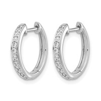 14K White Gold 0.25 Carat Lab Grown Diamond VS SI+ G+ Complete Hinged Hoop Earrings view 2