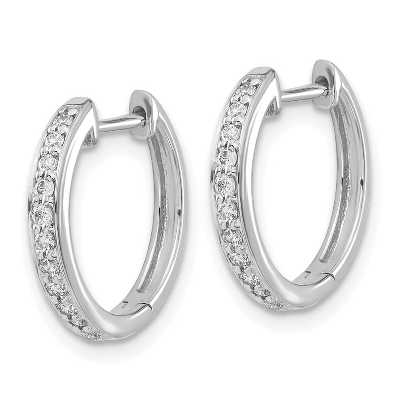 14k White Gold 1/4 carat Lab Grown Diamond VS/SI+ G+ Complete Hinged Hoop Earrings