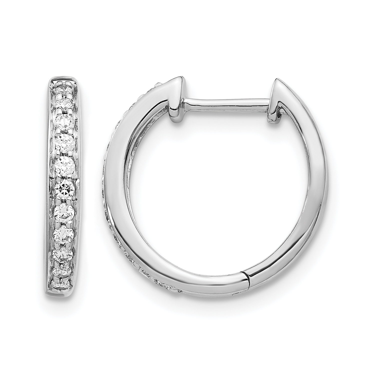 14k White Gold Diamond Complete Hinged Hoop Earrings (EM5363-025-WA)