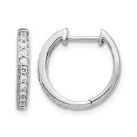14K White Gold 0.25 Carat Lab Grown Diamond VS SI+ G+ Complete Hinged Hoop Earrings view 1