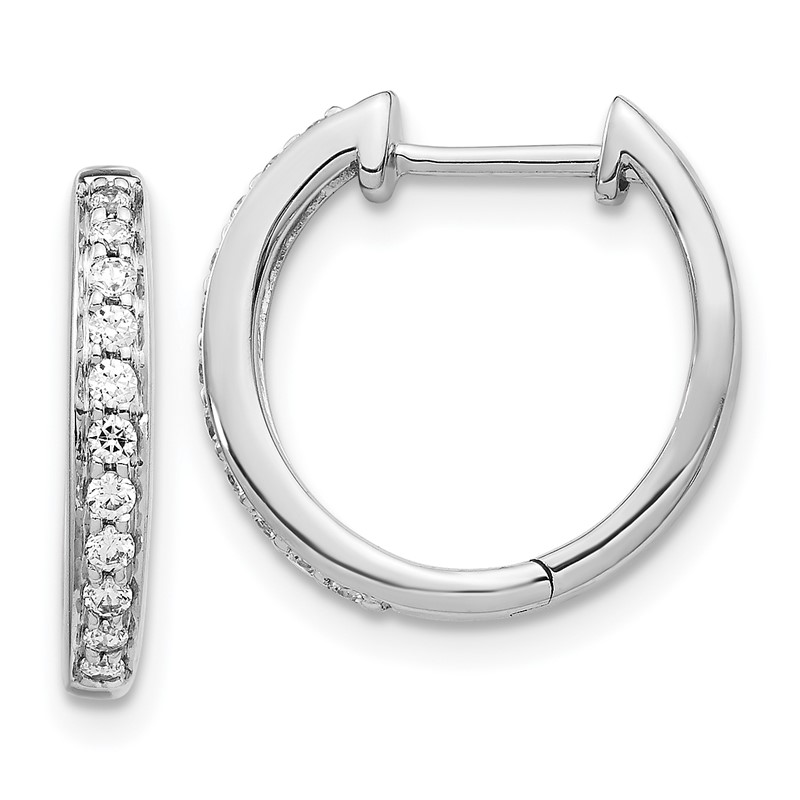 14k White Gold 1/4 carat Lab Grown Diamond VS/SI+ G+ Complete Hinged Hoop Earrings