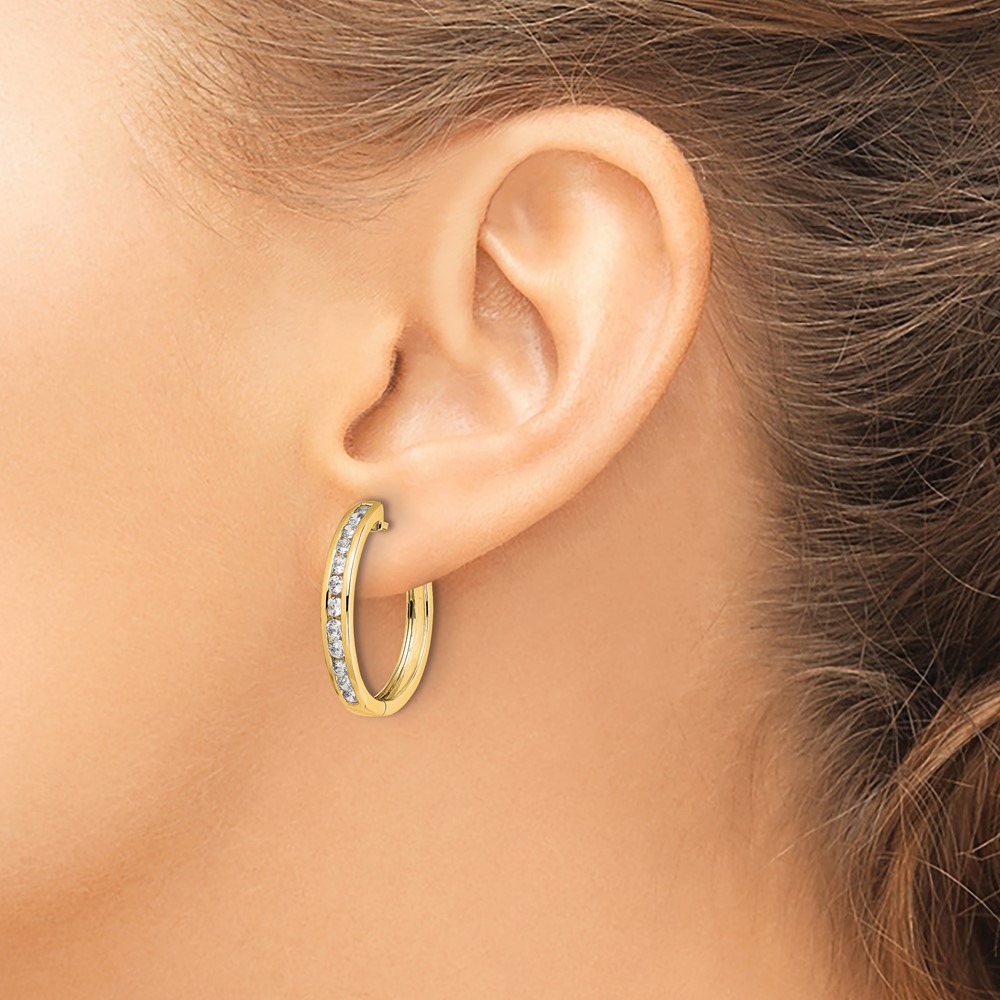 10k Diamond Hinged Hoop Earrings (EM5364-050-1YA)