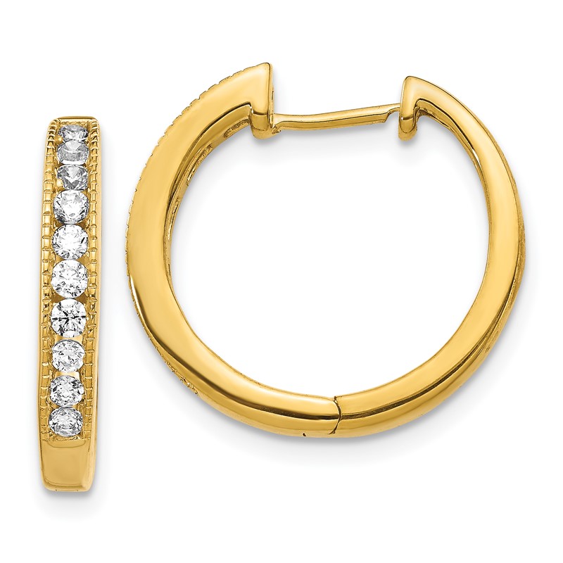 14k 1/2 carat Lab Grown Diamond VS/SI+ G+ Complete Hinged Hoop Earrings