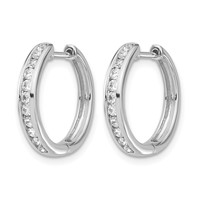 14K White Gold 0.38 Carat Lab Grown Diamond VS SI+ G+ Complete Hinged Hoop Earrings view 2