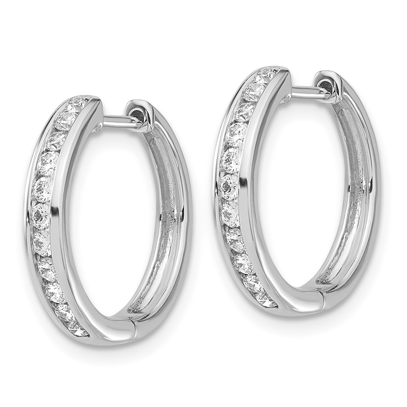 14k White Gold 3/8 carat Lab Grown Diamond VS/SI+ G+ Complete Hinged Hoop Earrings