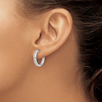 14K White Gold 0.38 Carat Lab Grown Diamond VS SI+ G+ Complete Hinged Hoop Earrings view 3