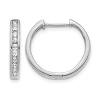 14K White Gold 0.38 Carat Lab Grown Diamond VS SI+ G+ Complete Hinged Hoop Earrings view 1