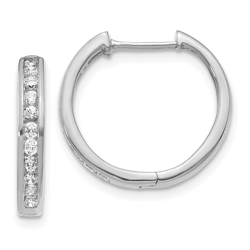 14k White Gold 3/8 carat Lab Grown Diamond VS/SI+ G+ Complete Hinged Hoop Earrings