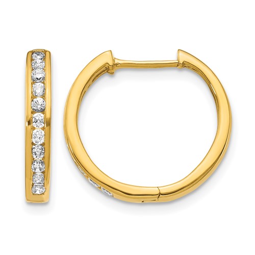 14K Yellow Gold 0.38 Carat Lab Grown Diamond VS SI+ G+ Complete Hinged Hoop Earrings