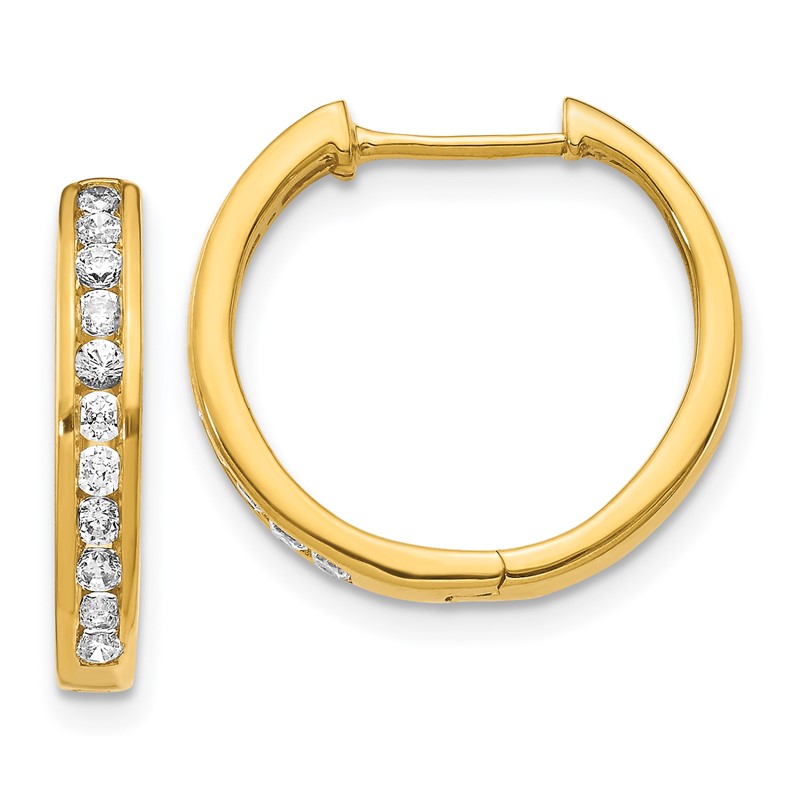 14k 3/8 carat Lab Grown Diamond VS/SI+ G+ Complete Hinged Hoop Earrings