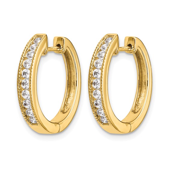 14k 1 carat Diamond Channel-set Hinged Hoop Earrings