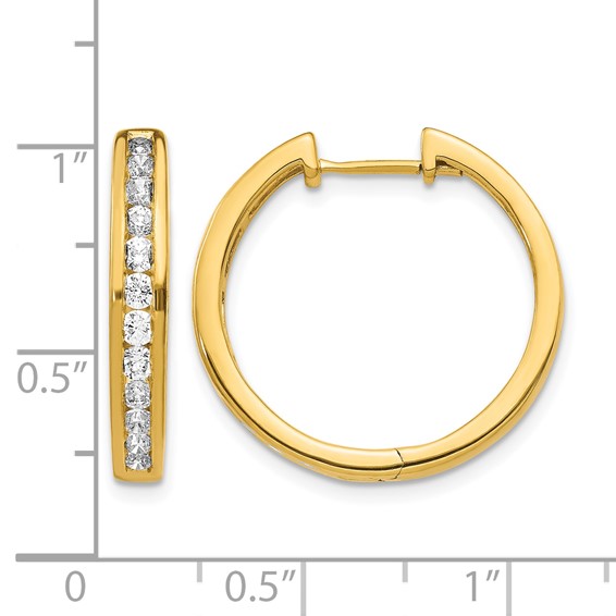 14k 1 carat Diamond Channel-set Hinged Hoop Earrings