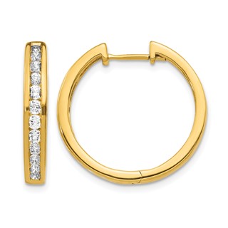 14k 1 carat Diamond Channel-set Hinged Hoop Earrings