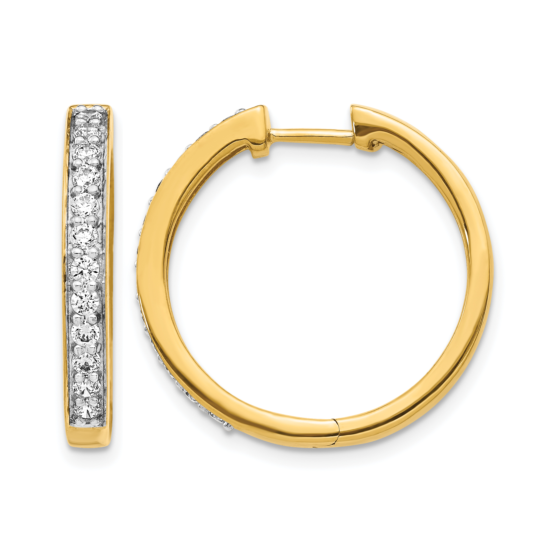 14k Diamond Hinged Hoop Earrings (EM5367-075-YA)