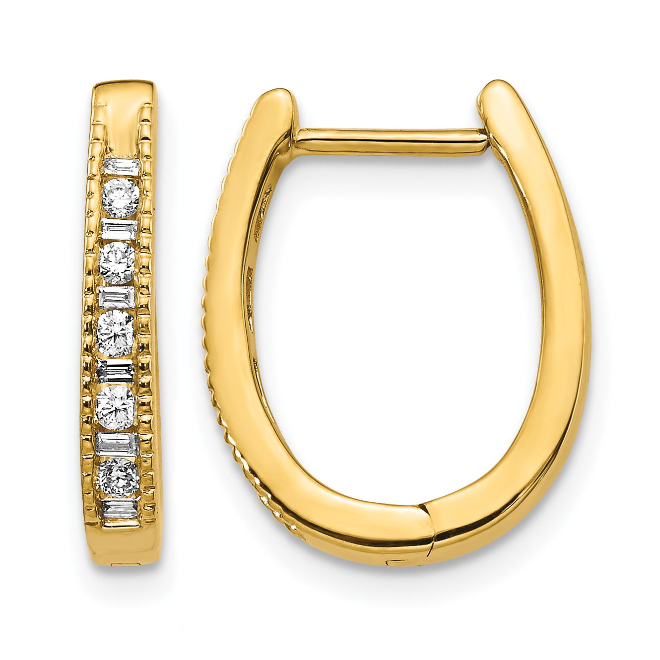14k Diamond Oval Hinged Hoop Earrings (EM5368-025-YA)