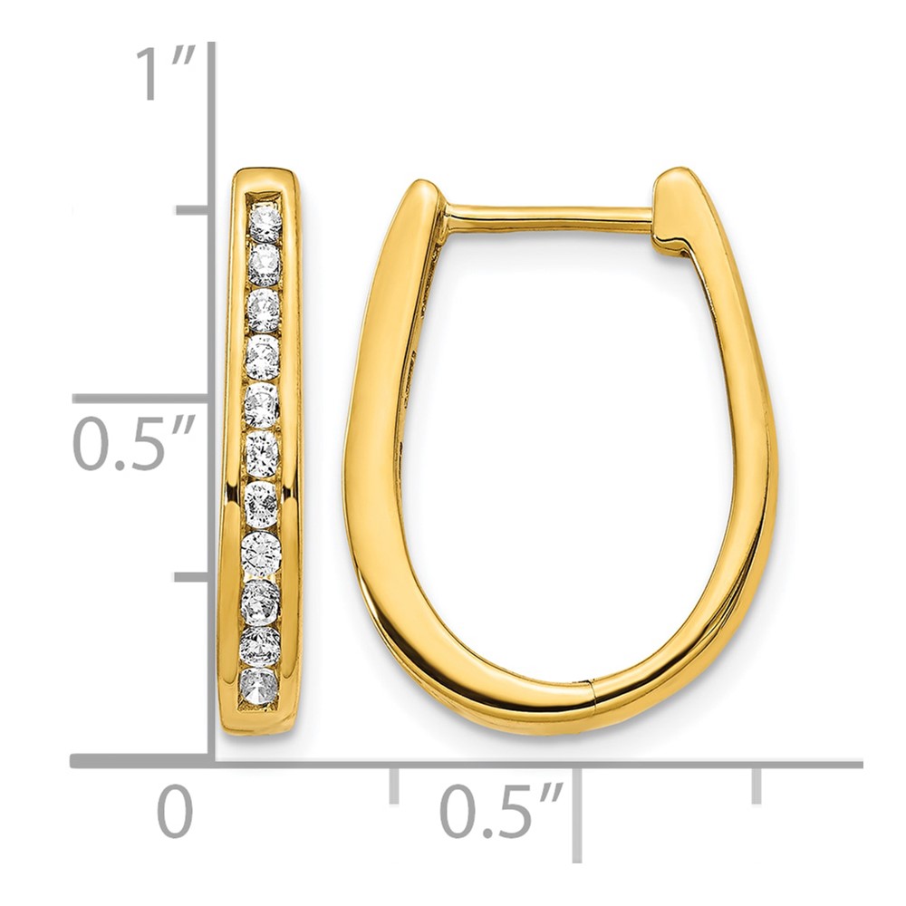 10k Diamond Oval Hinged Hoop Earrings (EM5369-050-1YA)
