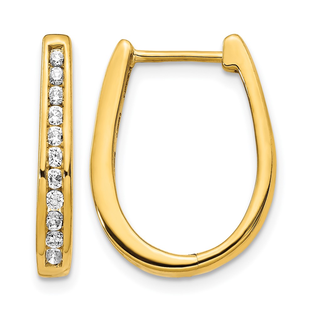 10k Diamond Oval Hinged Hoop Earrings (EM5369-050-1YA)