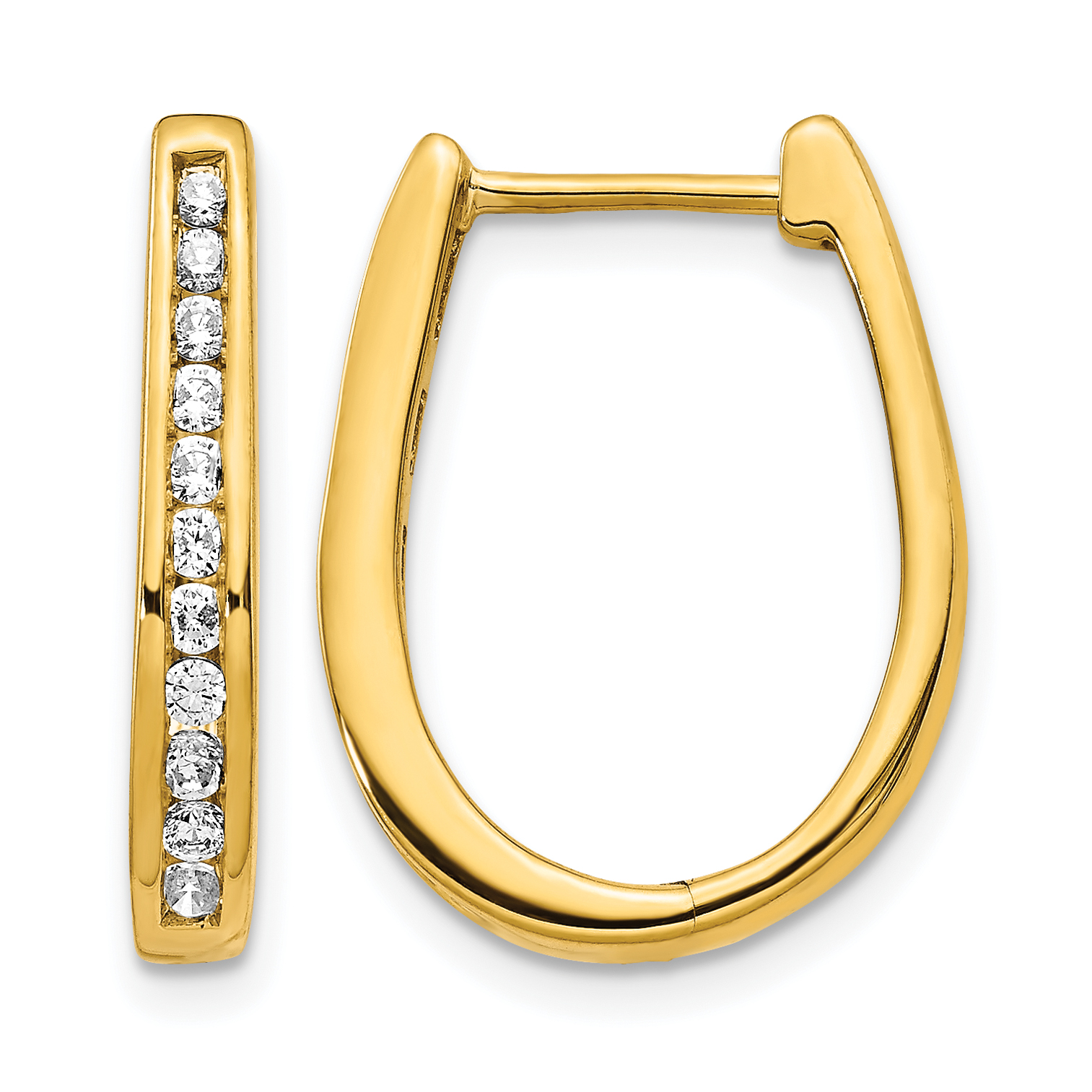 14k Diamond Oval Hinged Hoop Earrings (EM5369-050-YA)