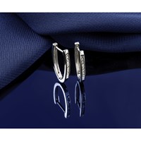 14K White Gold 0.25 Carat Lab Grown Diamond VS SI+ G+ Complete Hinged Hoop Earrings view 5