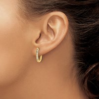 14K Yellow Gold 0.25 Carat Lab Grown Diamond VS SI+ G+ Complete Hinged Hoop Earrings view 3