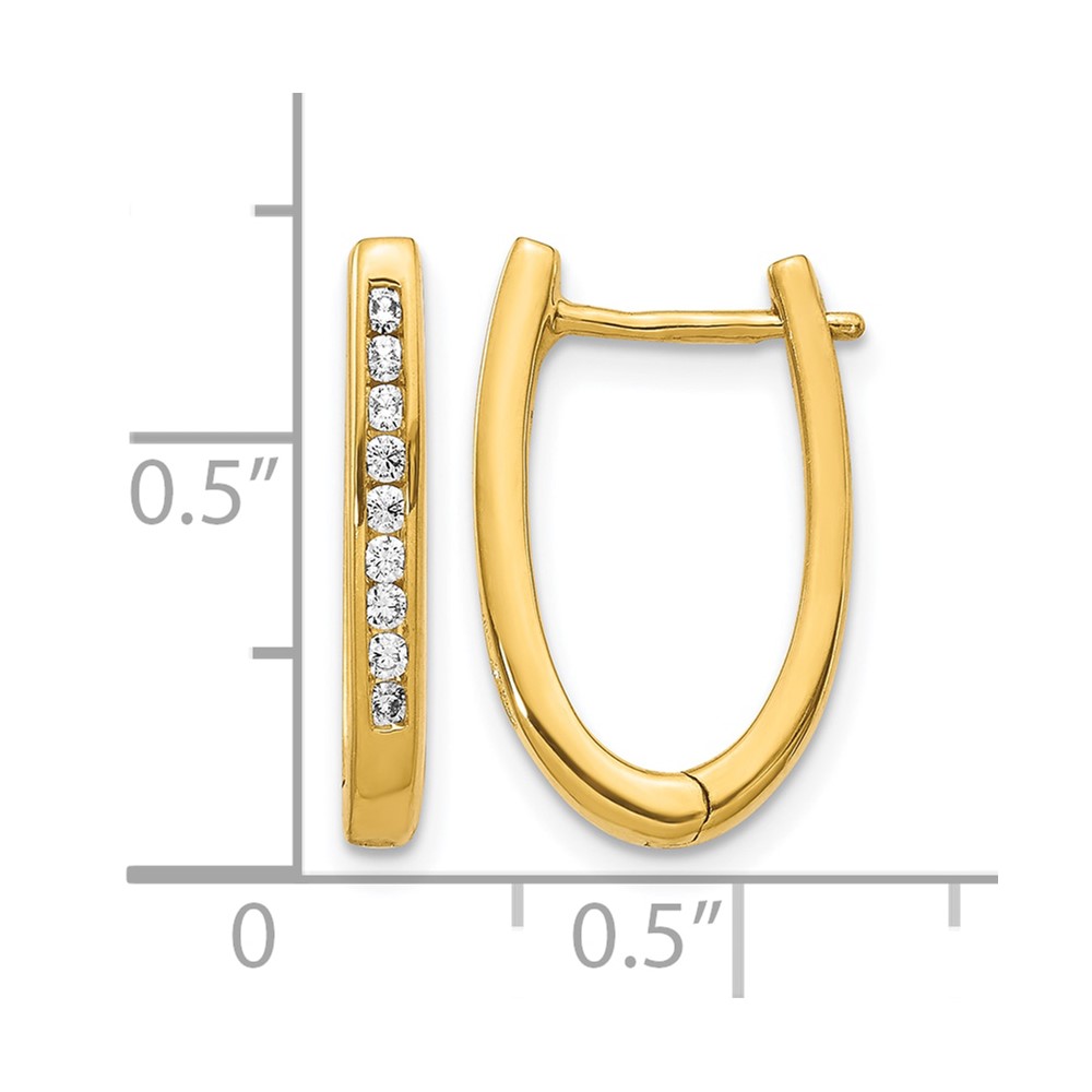 14k Diamond Oval Hinged Hoop Earrings (EM5370-025-YA)